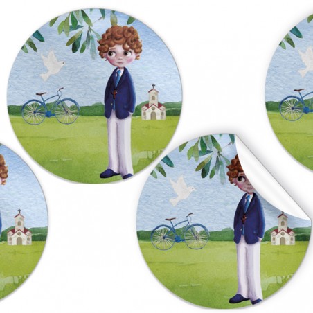 Pack de 96 Adhesivos Niño Comunión de 4 cm