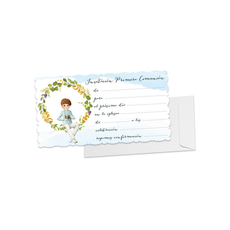 Pack de 10 Invitaciones Niño Comunión Con Sobre Pack de 10 Invitaciones Niño Comunión Con Sobre
