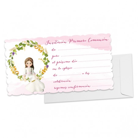Pack de 10 Invitaciones Comunión Niña con Sobre