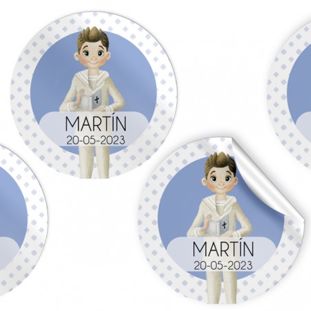 Pack de 96 adhesivos Niño Comunión 4 cm