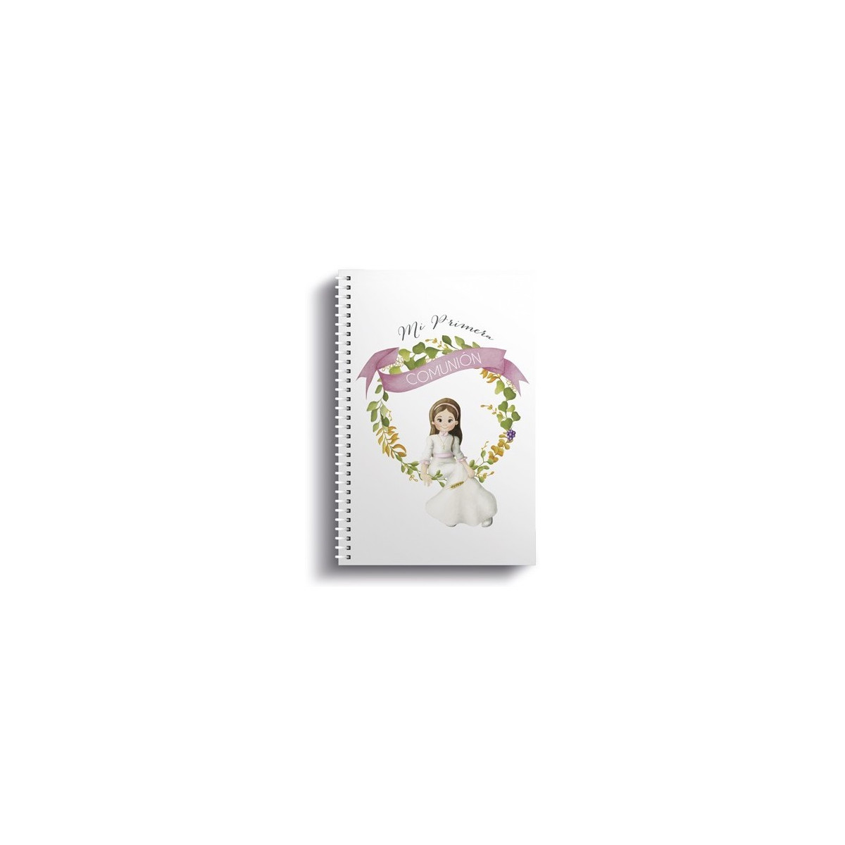 Libreta pequeña con anilla niña comunión sentada