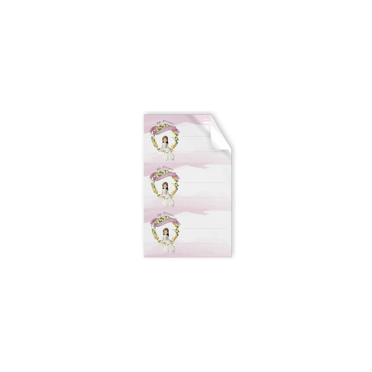 Pack de 9 adhesivos niña comunión sentada