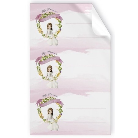 Pack de 9 Adhesivos Niña Comunión Sentada