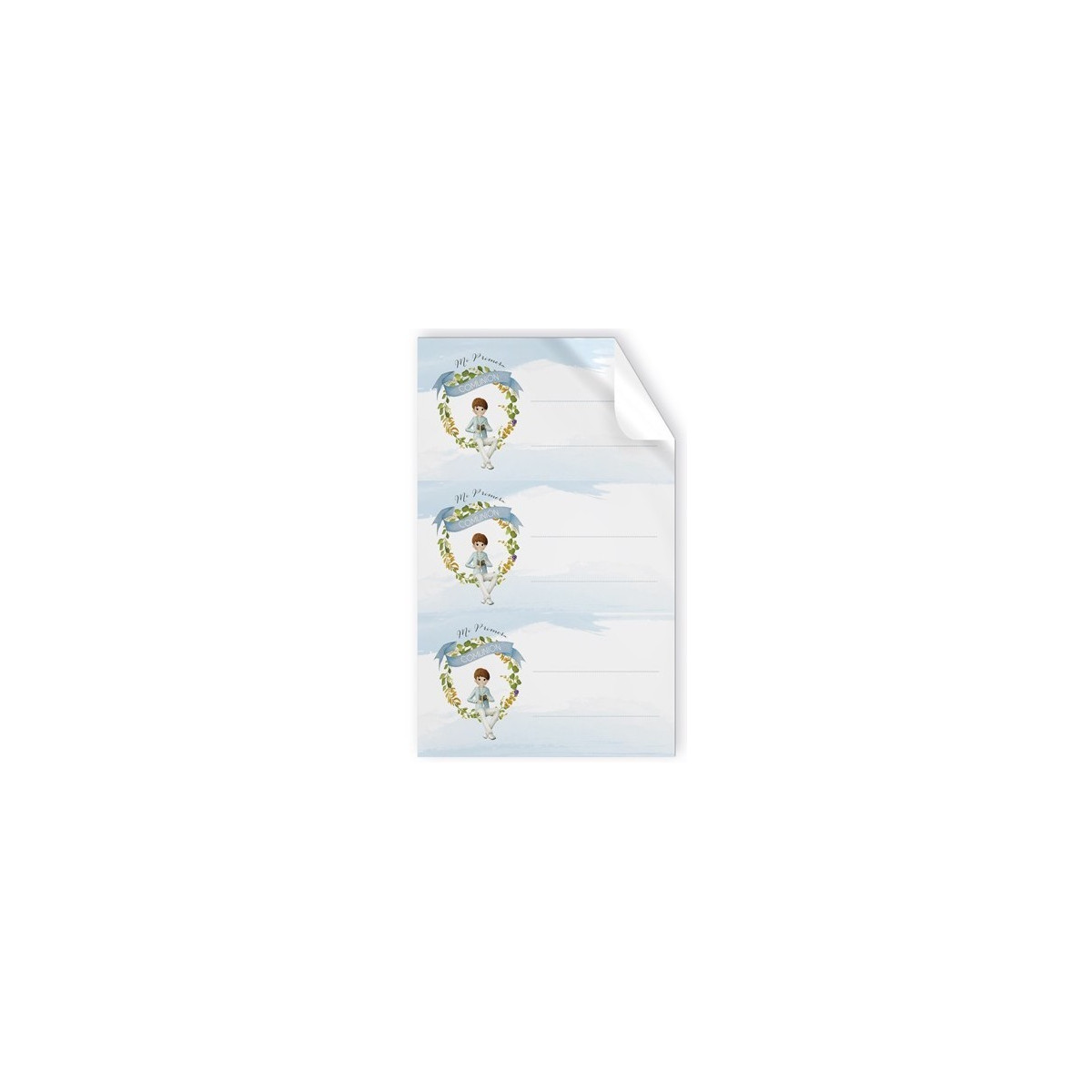 Pack de 9 adhesivos niño comunión sentado