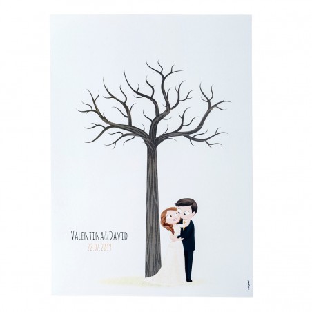 Lámina de Boda para Enmarcar Diseño Árbol de huellas