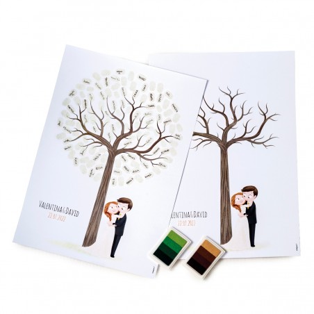 Lámina de boda para enmarcar diseño árbol de huellas