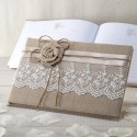 Libro de firmas para boda de yute y puntilla