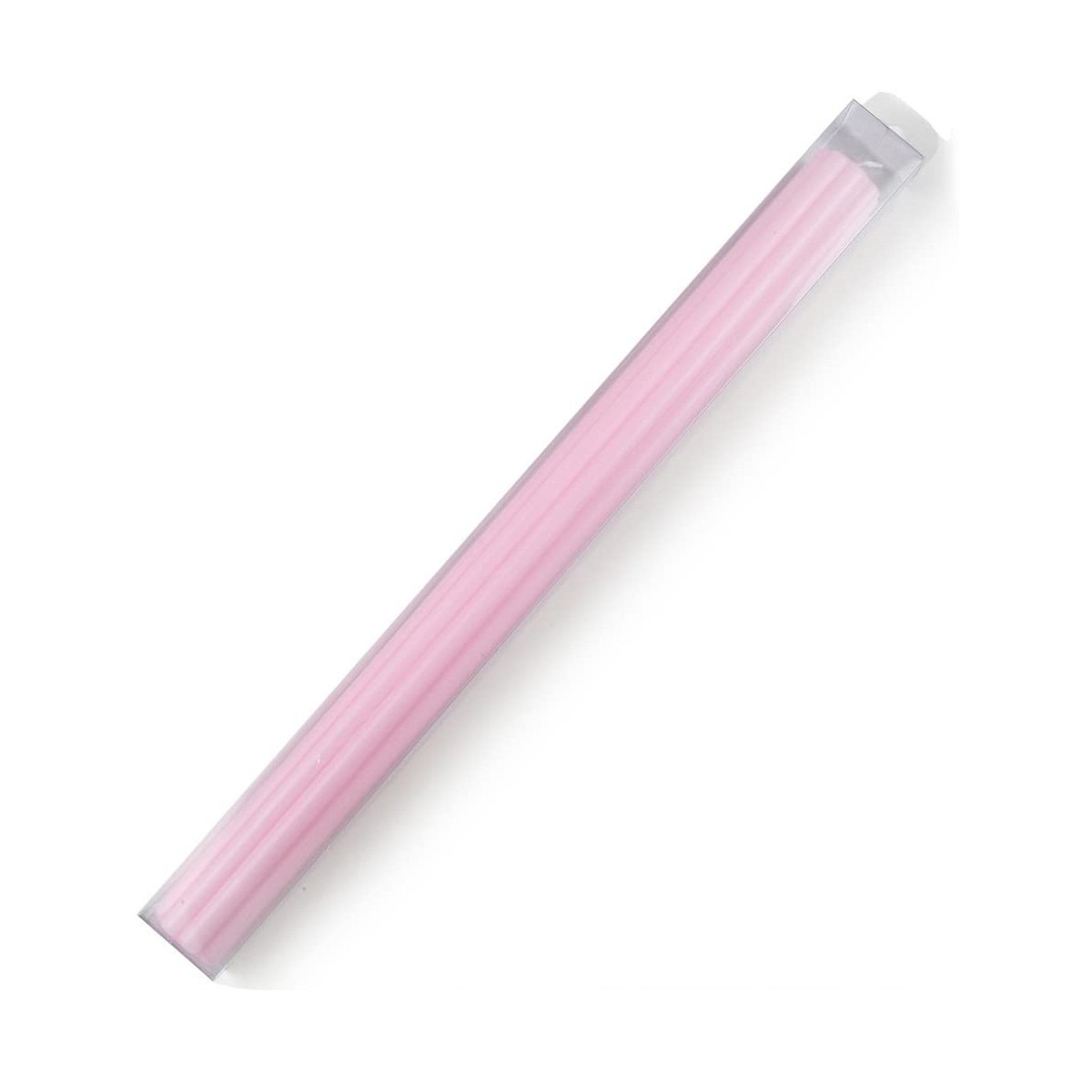 Cirio de bautizo rosa acanalado presentado en caja 40x3 2cm