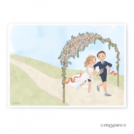 Lámina para Firmas Boda novios corriendo boda Pop&Fun 29,5x42cm