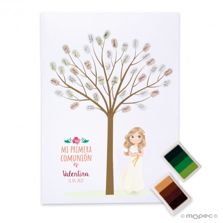 Lámina de Firmas de Comunión Niña con Paloma