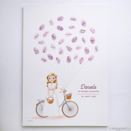 Lámina árbol de huellas comunión niña