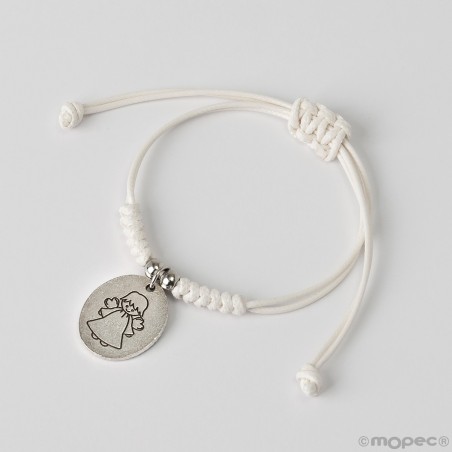 Pulsera de cordón con medalla angel de la guarda