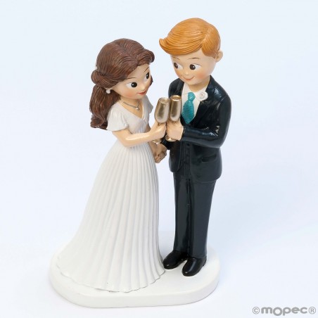 Figura de tarta boda novios brindando