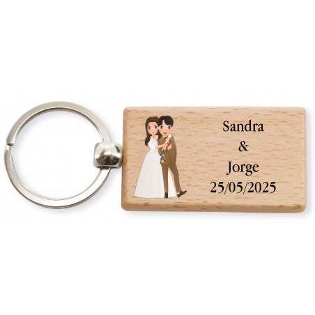 Llavero Madera Boda Personalizado con Nombre y Fecha