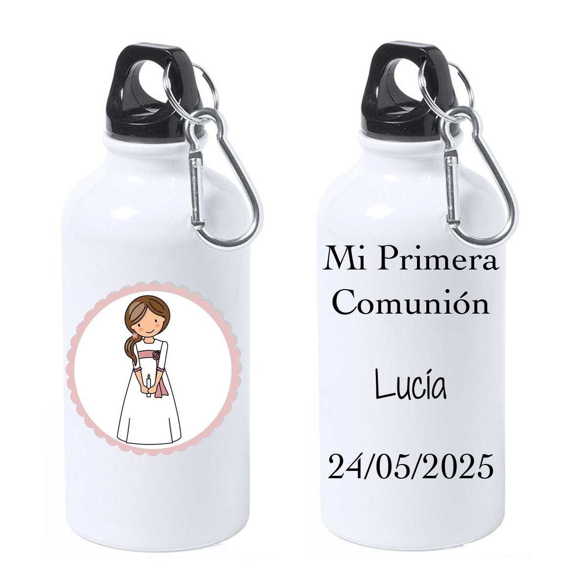 Botella niña comunión personalizada con texto y nombre