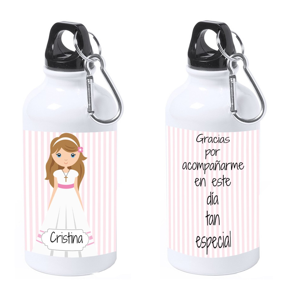 Botella personalizada niña comunión con nombre y dedicatoria