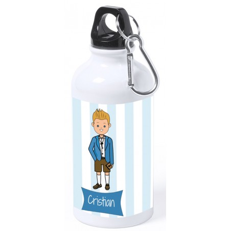 Botella niño comunión personalizada con nombre y texto