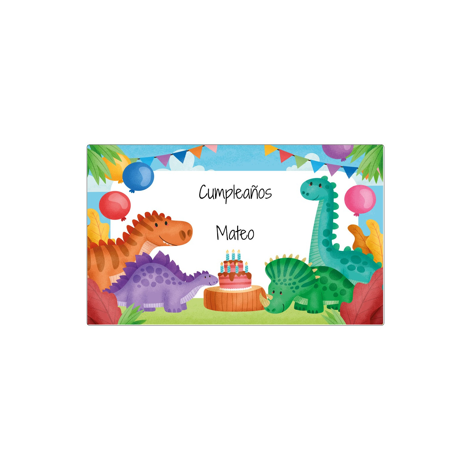 Plantilla para bidón de cumpleaños modelo dinosaurio