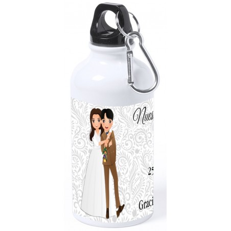 Botella personalizada con nombre de invitado o frase de agradecimiento nombre de los novios y fecha de la boda