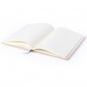 Libreta personalizada con nombre de invitada y bolígrafo en bolsa de organza
