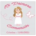 Adhesivo Niña Comunión Personalizado con Nombre y Fecha