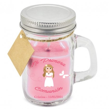 Vela Aromática Personalizada con Adhesivo Niña Comunión...