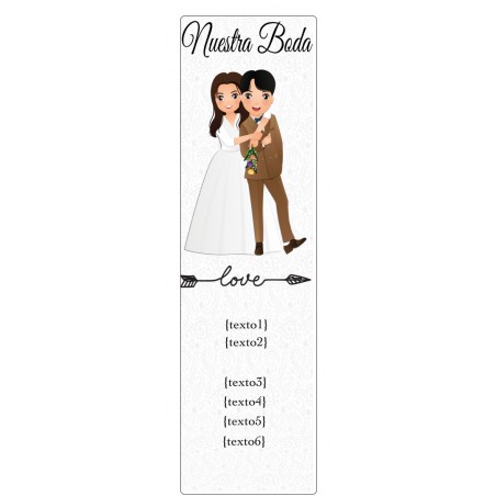 Marcapáginas boda personalizado con nombre de invitado frase nombre de los novios y fecha