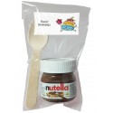 Nutella para cumpleaños con cuchara en bolsa transparente personalizada con adhesivo