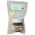 Nutella para comunión niño con cuchara en bolsa transparente personalizada con adhesivo