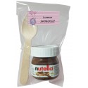 Nutella para Bautizo con Cuchara en Bolsa Transparente Personalizada con Adhesivo Elefante Rosa