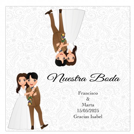 Cartón de boda con nombre de invitado para cierre de bolsa y presentación personalizada