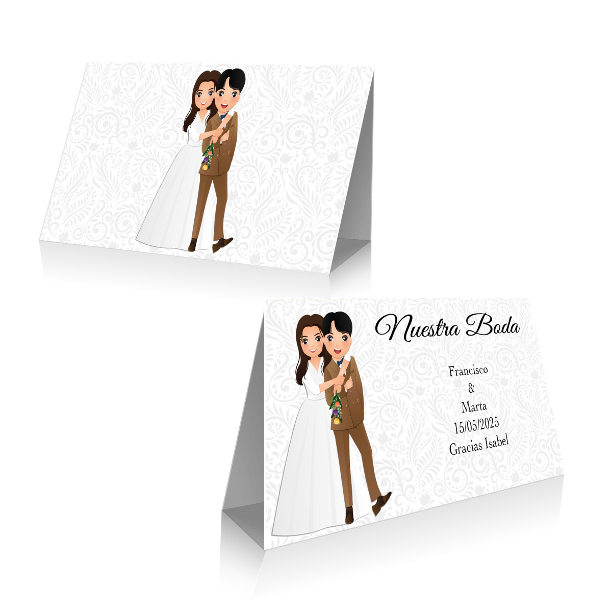 Cartón de boda con nombre de invitado para cierre de bolsa y presentación personalizada