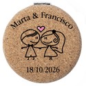 Espejo Personalizado para Boda con Nombre y Fecha Presentado en Bolsa de Organza Roja