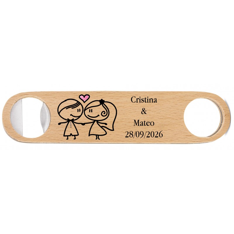 Abridor personalizado para boda con nombre y fecha