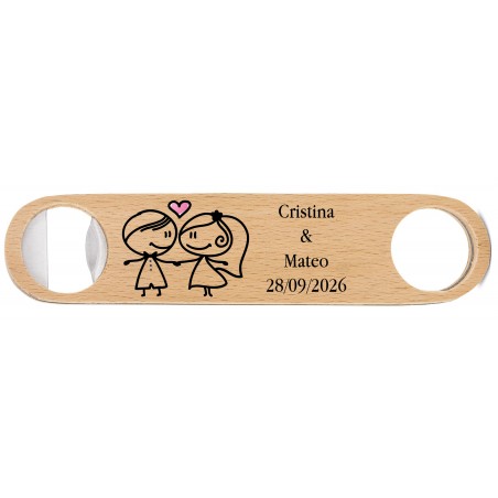 Abridor personalizado para boda con nombre y fecha