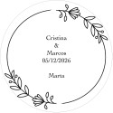 Adhesivo Redondo Personalizado con Nombre de Invitado y Novios
