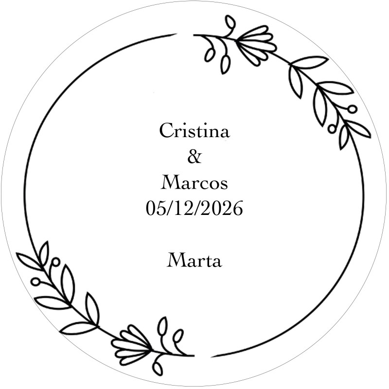 Adhesivo Redondo Personalizado con Nombre de Invitado y Novios Adhesivo Redondo Personalizado con Nombre de Invitado y Novios