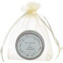 Vela Aromatizada con Nombre de Invitada en Bolsa de Organza Beige