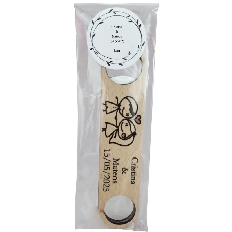 Abridor Personalizado en Bolsa Transparente con Adhesivo y Nombre de Invitado Abridor Personalizado en Bolsa Transparente con Adhesivo y Nombre de Invitado