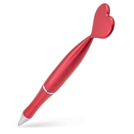 Boligrafo corazón rojo metalizado