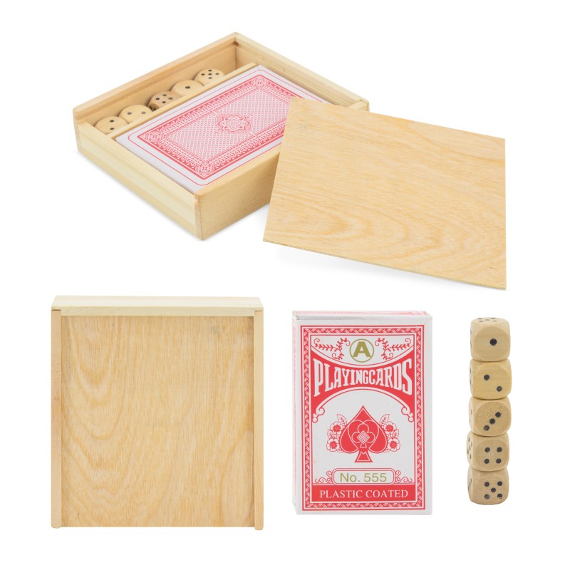 Baraja de Cartas y Dados en Caja de Madera Baraja de Cartas y Dados en Caja de Madera
