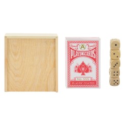 Baraja de Cartas y Dados en Caja de Madera