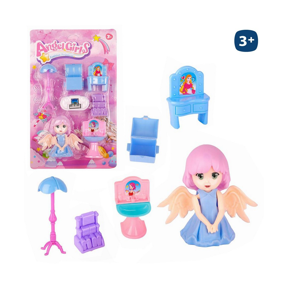 Muñeca pequeña angel con accesorios