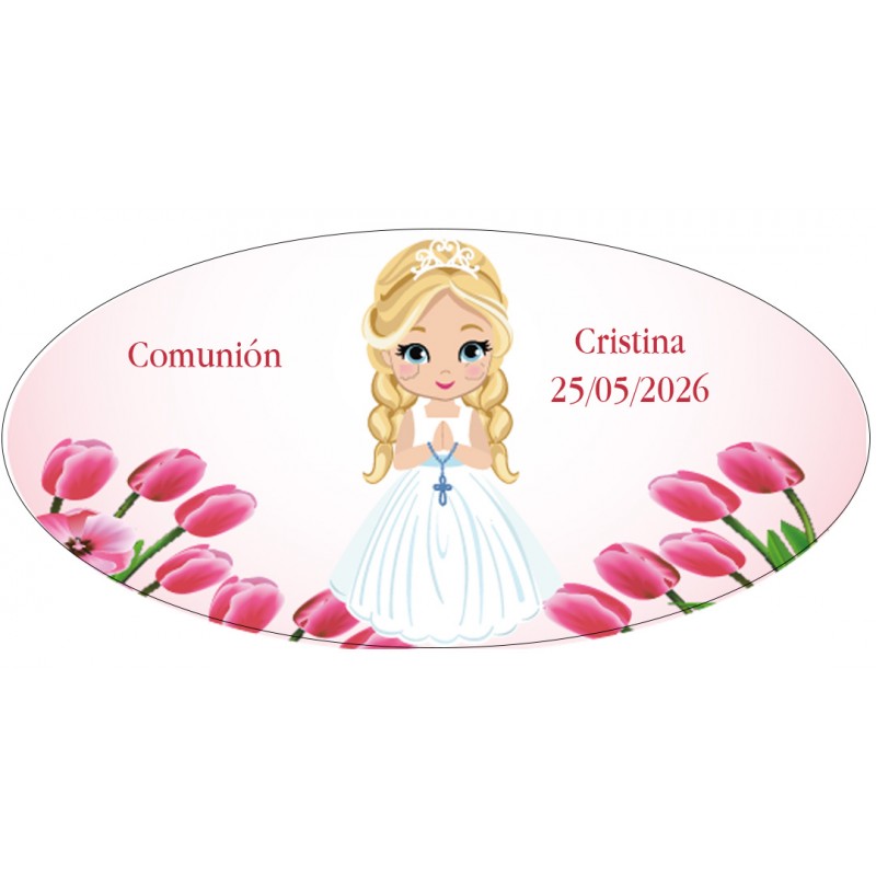 Adhesivo Ovalado Niña Comunión Adhesivo Ovalado Niña Comunión