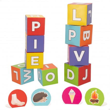 Juego de cubos para aprender números y letras