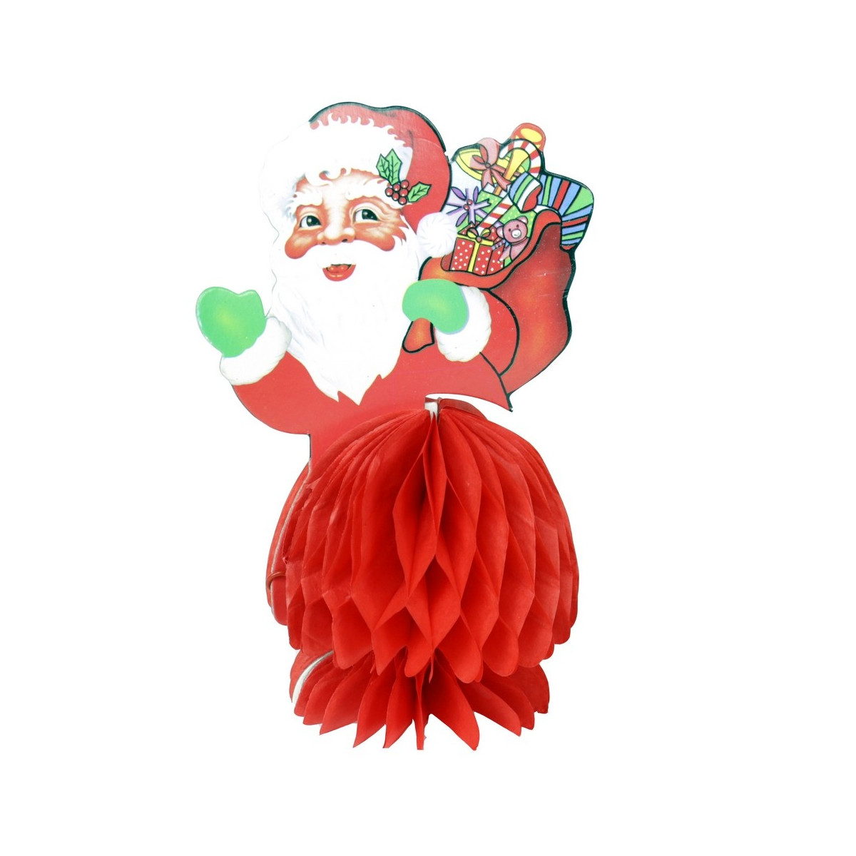 Centro de mesa de papel navideño en forma de papá noel