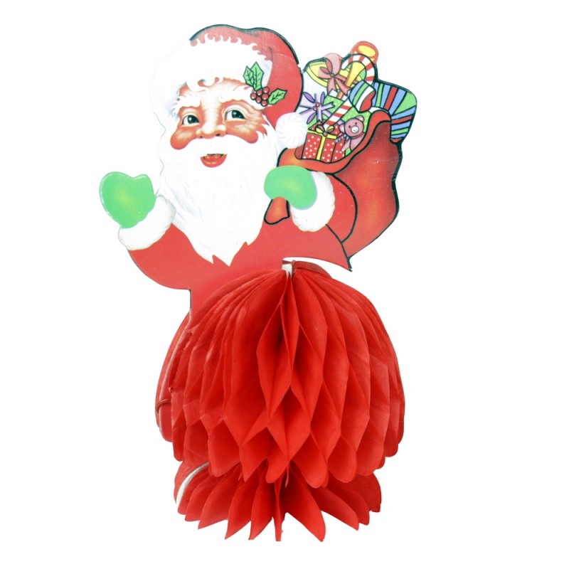 Centro de mesa de papel navideño en forma de papá noel