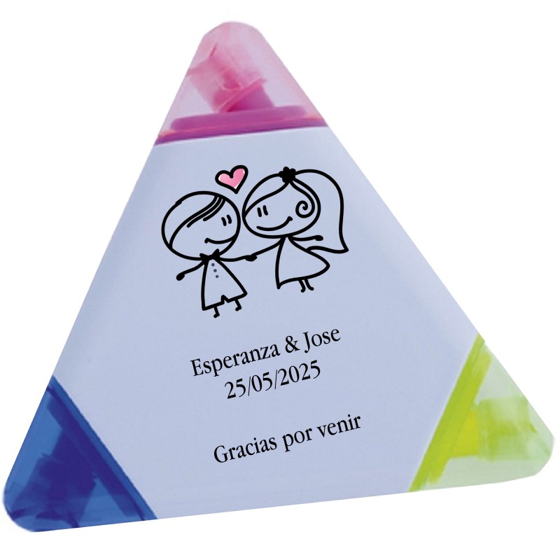 Marcador Tricolor para Boda Personalizado con Nombres y Frase Marcador Tricolor para Boda Personalizado con Nombres y Frase