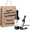 Botella de Vino Personalizada con Sacacorchos Personalizado Presentado en Bolsa Kraft con Frase