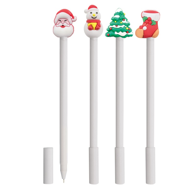 Set de 4 bolígrafos con motivos navideños